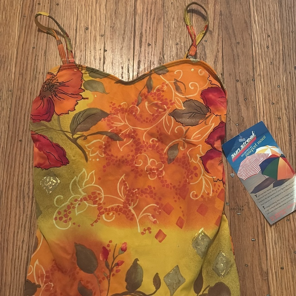 NWT Sun Streak by Newport News Swimming Suit Tropical Floral Print 14 Tall - Picture 2 of 8